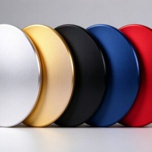 Anodized aluminum circles in a range of standard colors.