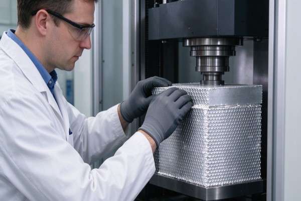 Compression and node-bond testing of a 5052 honeycomb core.