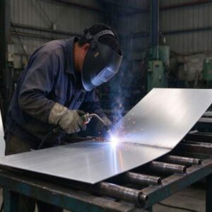 1100 sheet being welded during fabrication.