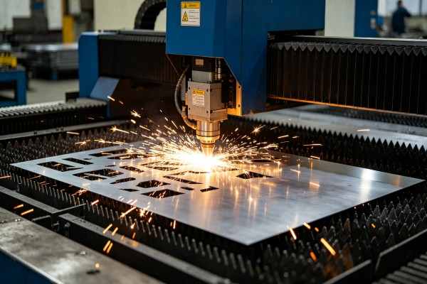 Kebiasaan 1060 sheet being laser-cut to customer blanks.