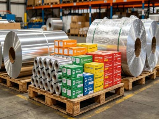 Custom widths, printed color boxes and export-ready jumbo pallets.