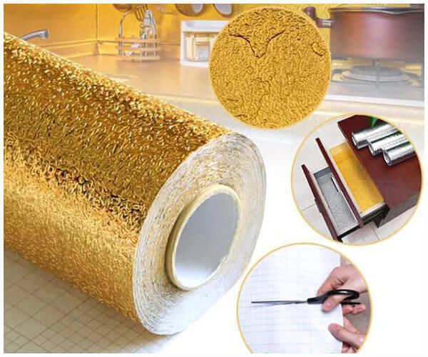 Papel de aluminio dorado en relieve.